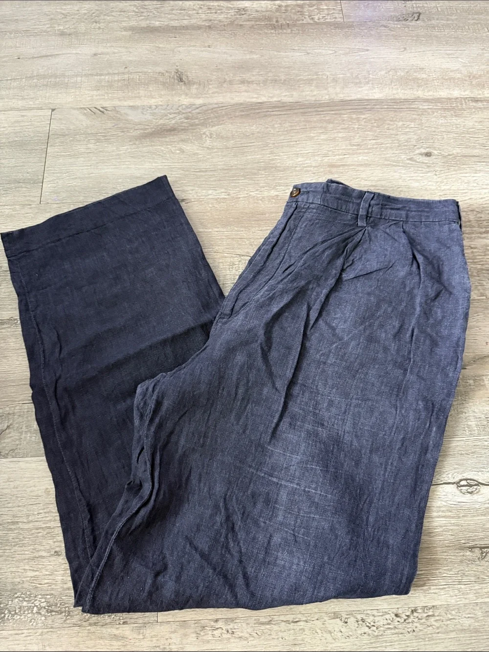 Nautica Dark Navy Pleated Linen-Blend Chinos